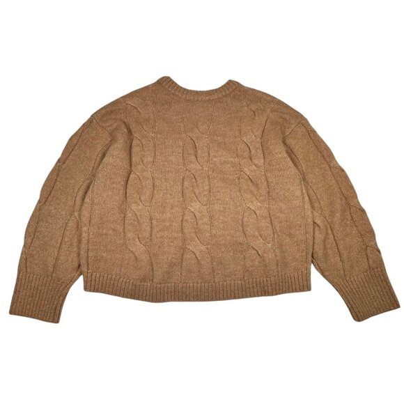 Stockholm Atelier & Other Stories Cable Knit Wool Sweater Sz.S Camel Oversized - Picture 3 of 12